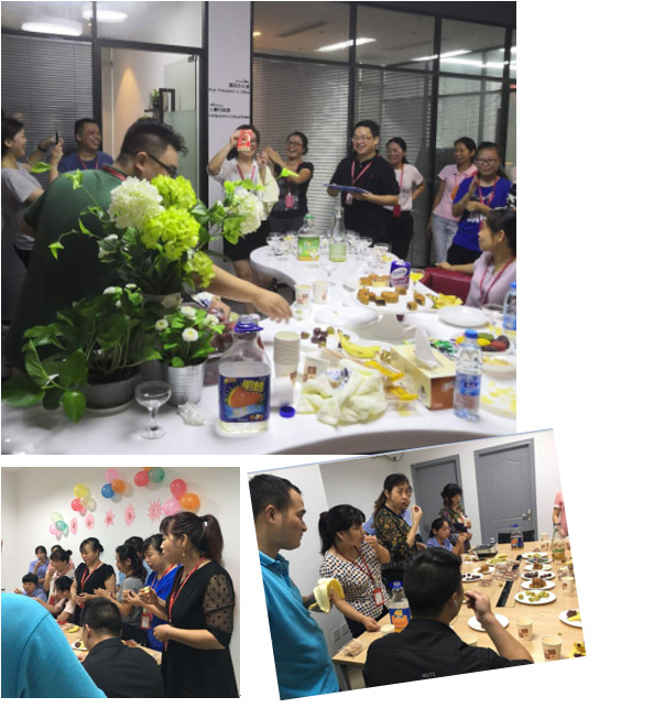 （前方車間茶話會也開展的如火如荼，大家放松心情，暢所欲言，品味中秋美食）